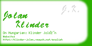 jolan klinder business card